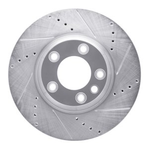 Audi Q7 Brake Rotor (1) - Left Front - R1 Concepts - Drilled & Slotted - Silver - `03-`15